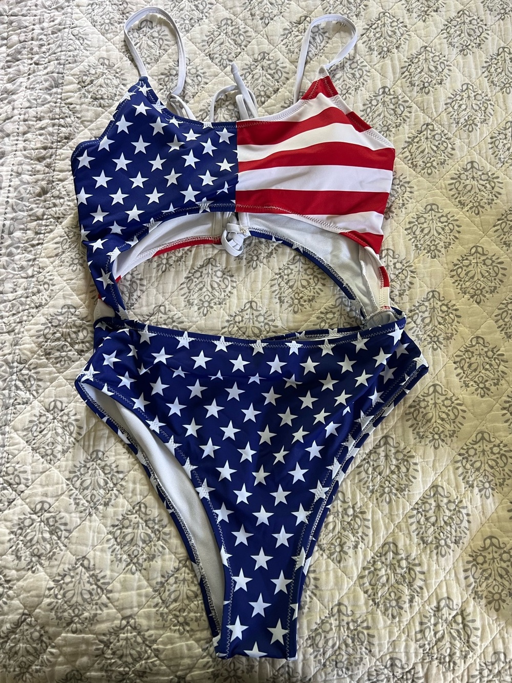 Red, White & Blue Patriotic Stars & Stripes One Piece Swimsuit - Never Been Worn